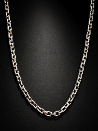 Solid Sterling Silver 5mm Heavy Box Chain Necklace – Men’s Silver Link Chain with Toggle Clasp