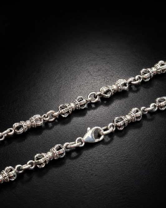 Solid Sterling Silver 5mm Vajra Dorje Chain Necklace – Heavy Dorje Silver Chain