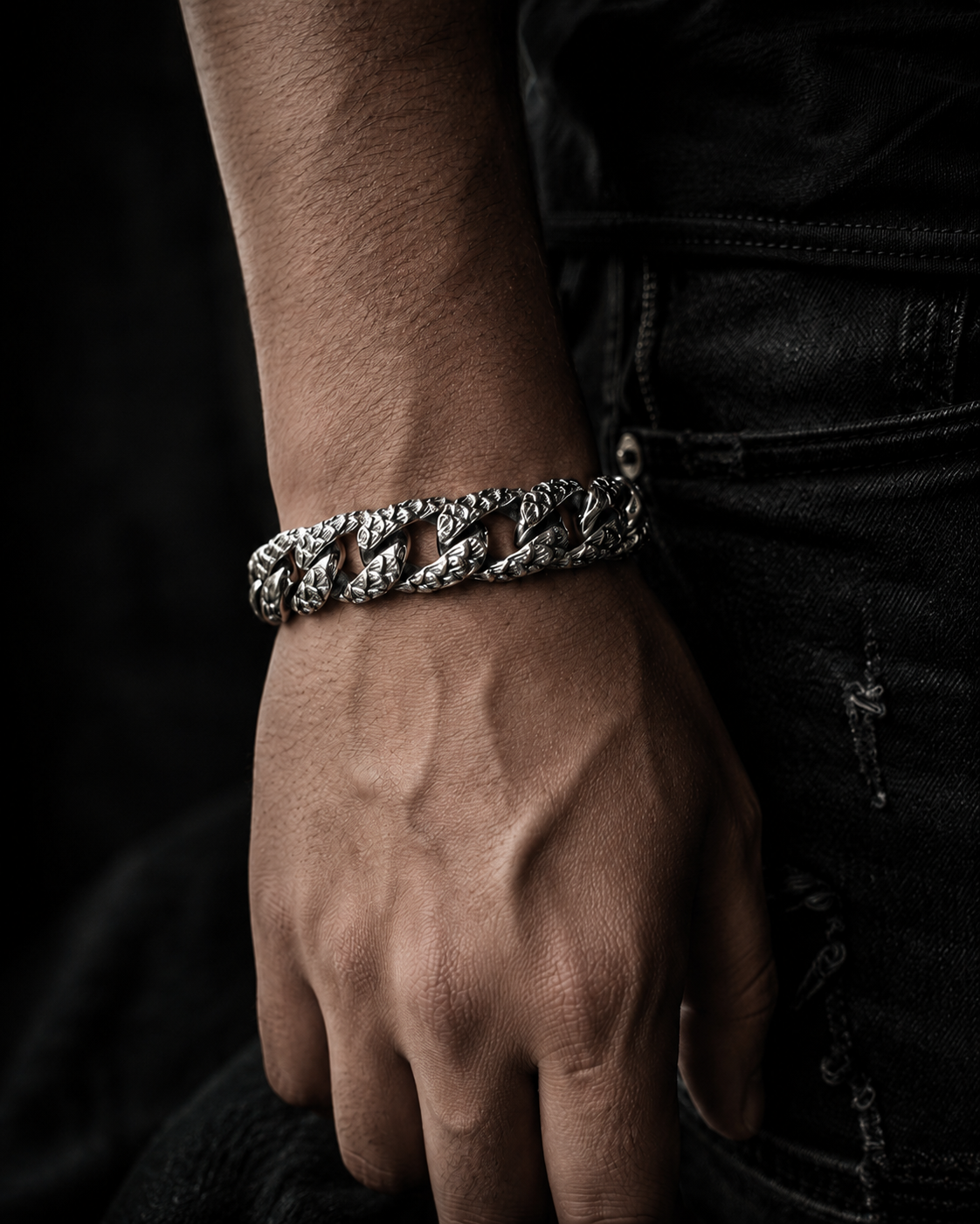 Heavy Sterling Silver Dragon Bracelet – Unisex 925 Silver 15mm Cuban Link Bracelet, Handmade Gothic Biker Jewelry Gift