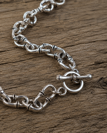 Heavy Sterling Silver Gothic Link Chain Necklace – Unisex Handmade Biker Statement Chain