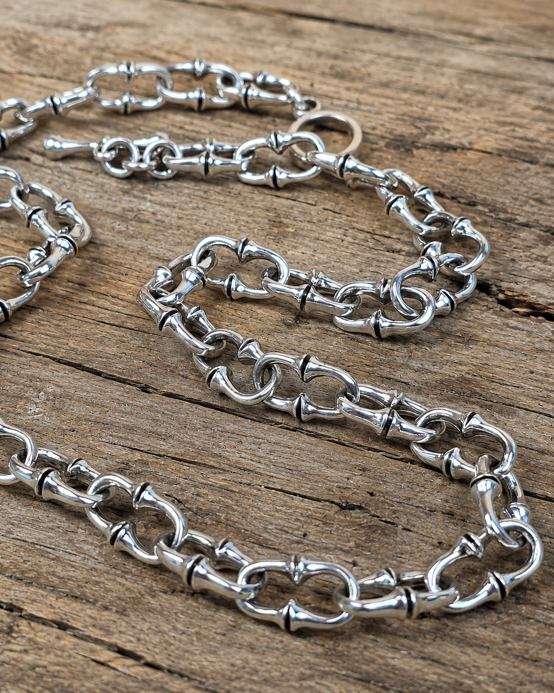 Heavy Sterling Silver Gothic Link Chain Necklace – Unisex Handmade Biker Statement Chain