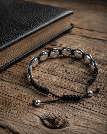 10mm Sterling Silver Cross Bracelet – Adjustable Macrame Christian Faith Jewelry for Men & Women
