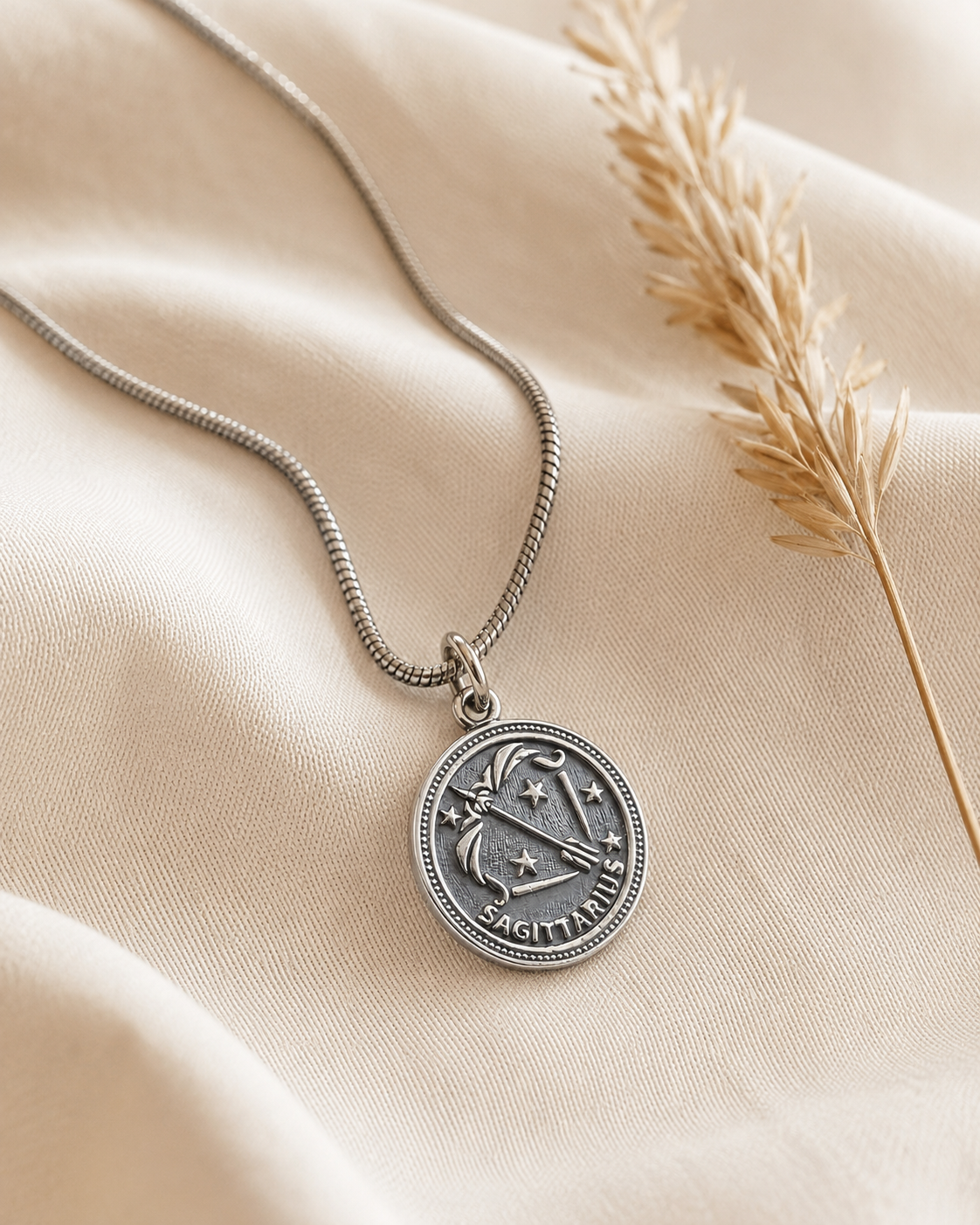 Sterling Silver Sagittarius Pendant Necklace – Dime Size Zodiac Charm, Unisex Archer Star Sign Gift
