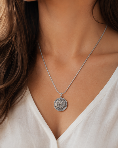 Sterling Silver Gemini Zodiac Coin Pendant Necklace, Dime Size Unisex Astrology Charm
