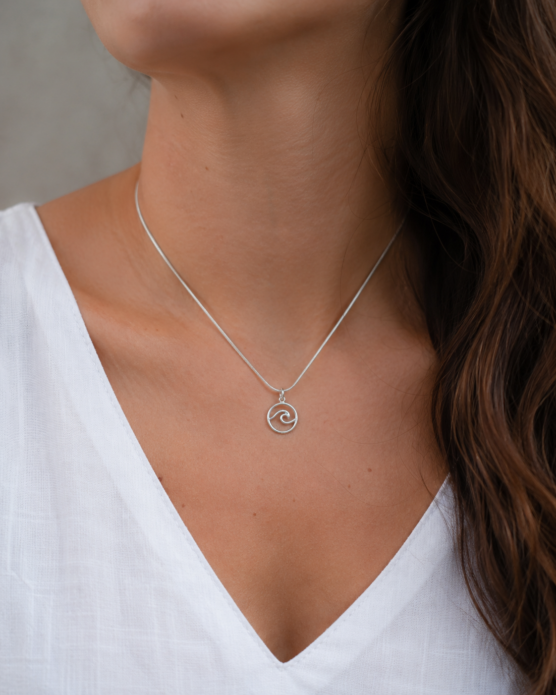 Sterling Silver Wave Pendant Necklace – Minimalist Ocean Beach Jewelry Gift for Her