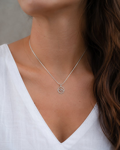 Sterling Silver Wave Pendant Necklace – Minimalist Ocean Beach Jewelry Gift for Her