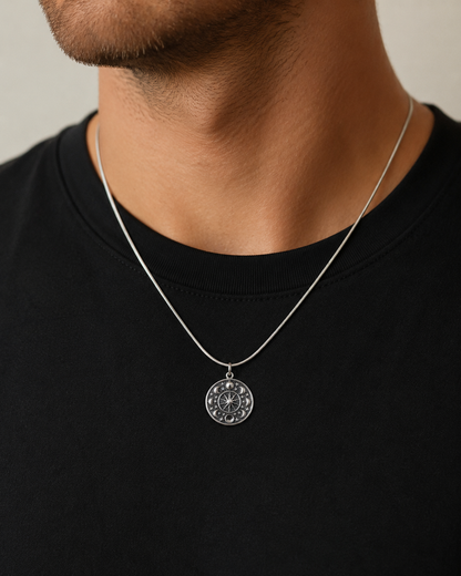 Sterling Silver Celestial Pendant, Moon Phase Sun Star Medallion, Astrology Jewelry