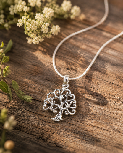 Sterling Silver Tree of Life Pendant – Filigree Family Tree Pendant, Nature Jewelry Gift for Her