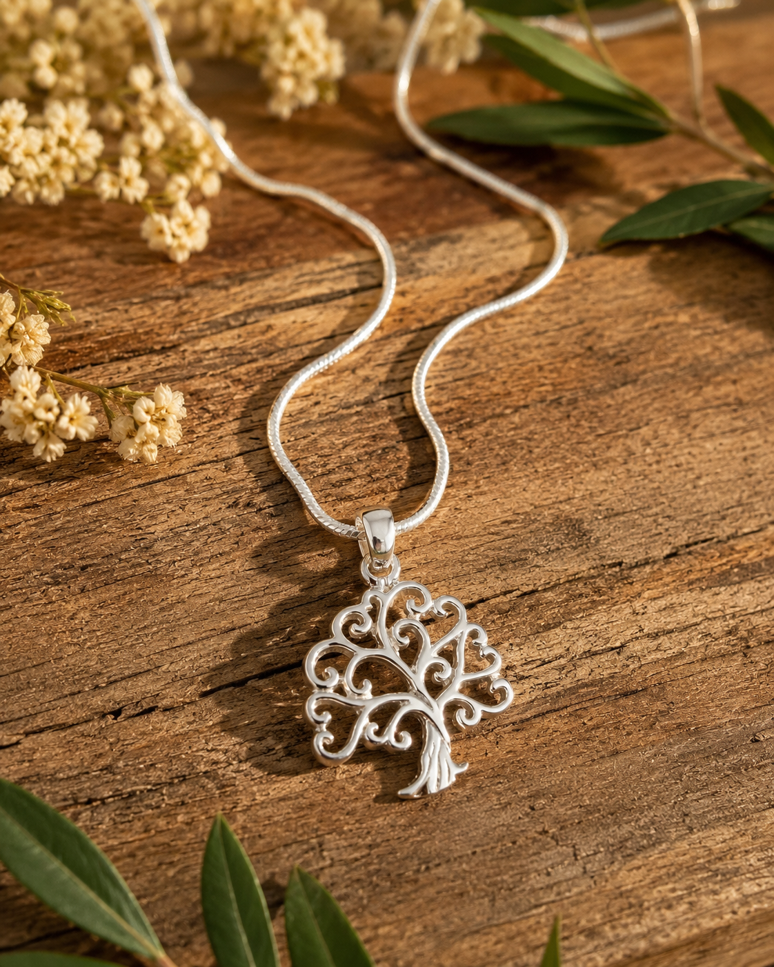 Sterling Silver Tree of Life Pendant – Filigree Family Tree Pendant, Nature Jewelry Gift for Her