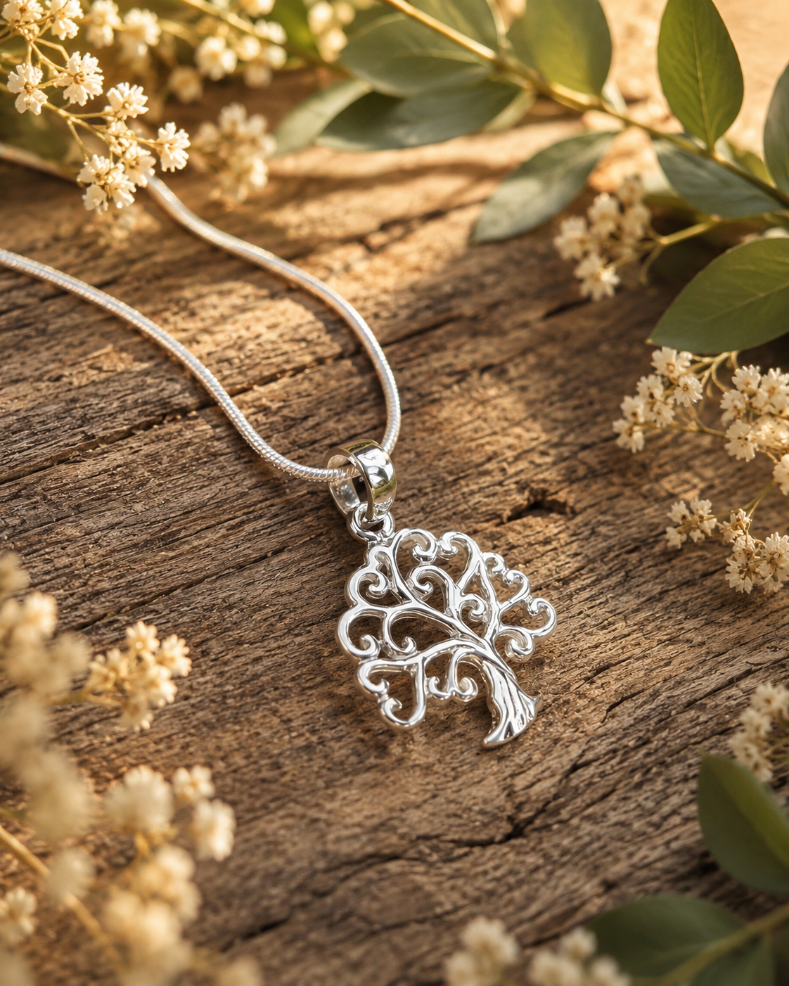 Sterling Silver Tree of Life Pendant – Filigree Family Tree Pendant, Nature Jewelry Gift for Her