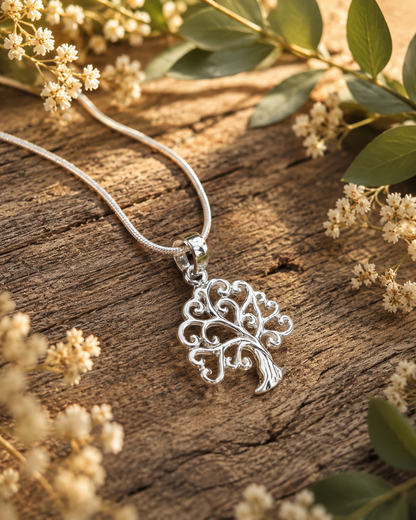 Sterling Silver Tree of Life Pendant – Filigree Family Tree Pendant, Nature Jewelry Gift for Her
