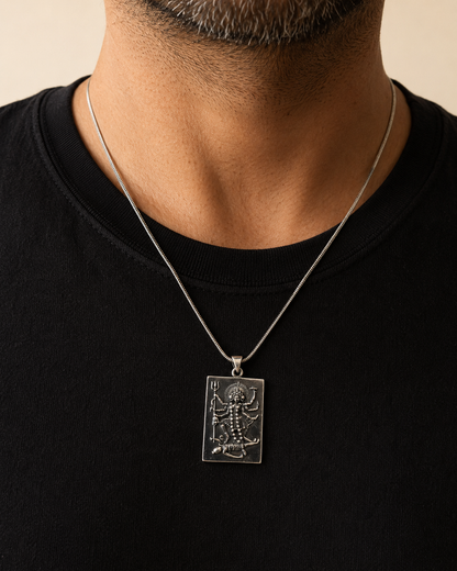 Solid 925 Sterling Silver Hindu Goddess Kali Pendant | Multi-Arm Kali Protection Amulet | Yoga Meditation Spiritual Jewelry Gift