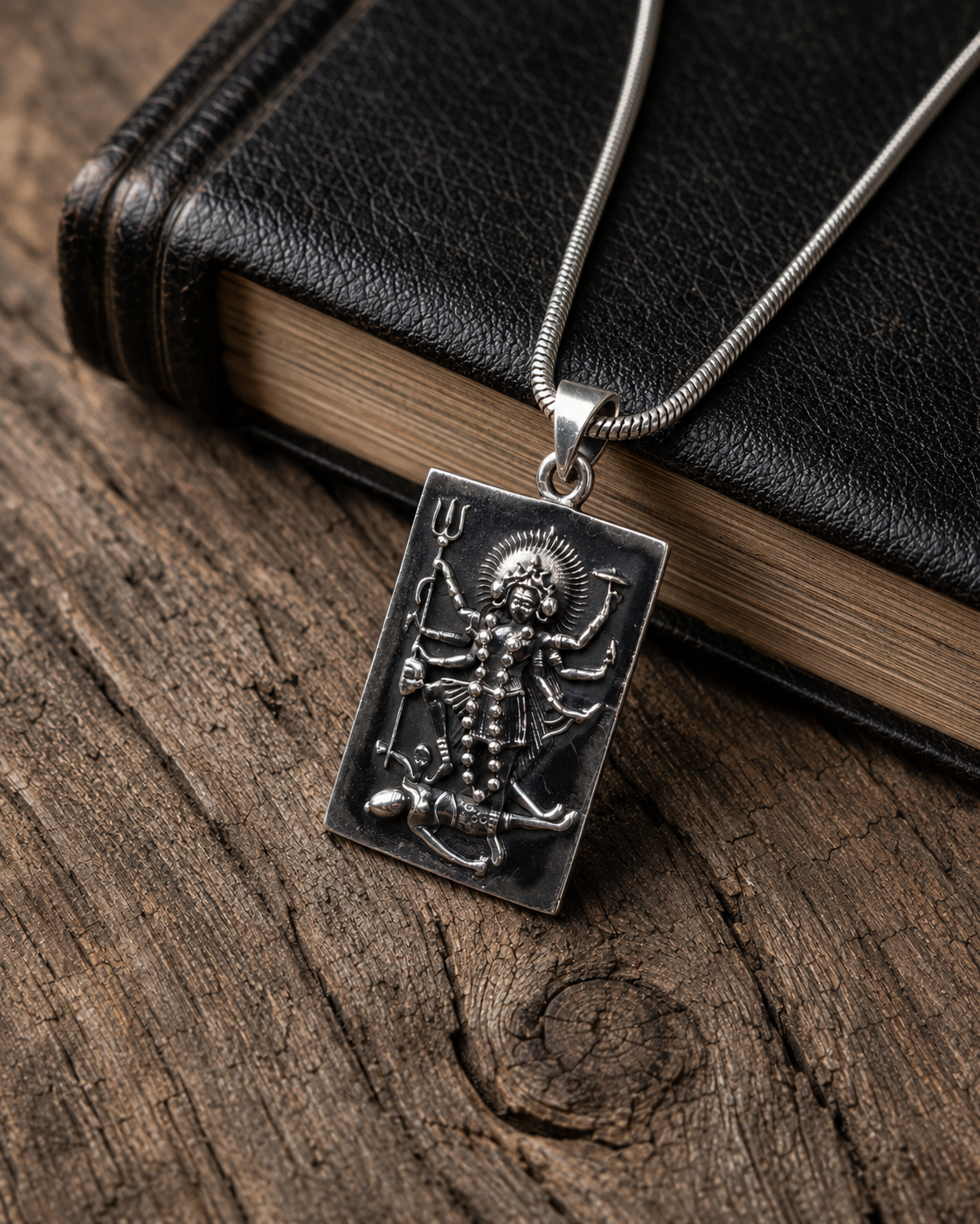 Solid 925 Sterling Silver Hindu Goddess Kali Pendant | Multi-Arm Kali Protection Amulet | Yoga Meditation Spiritual Jewelry Gift