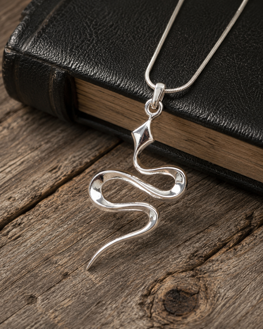 Solid Sterling Silver Snake Pendant – Minimalist Snake Pendant