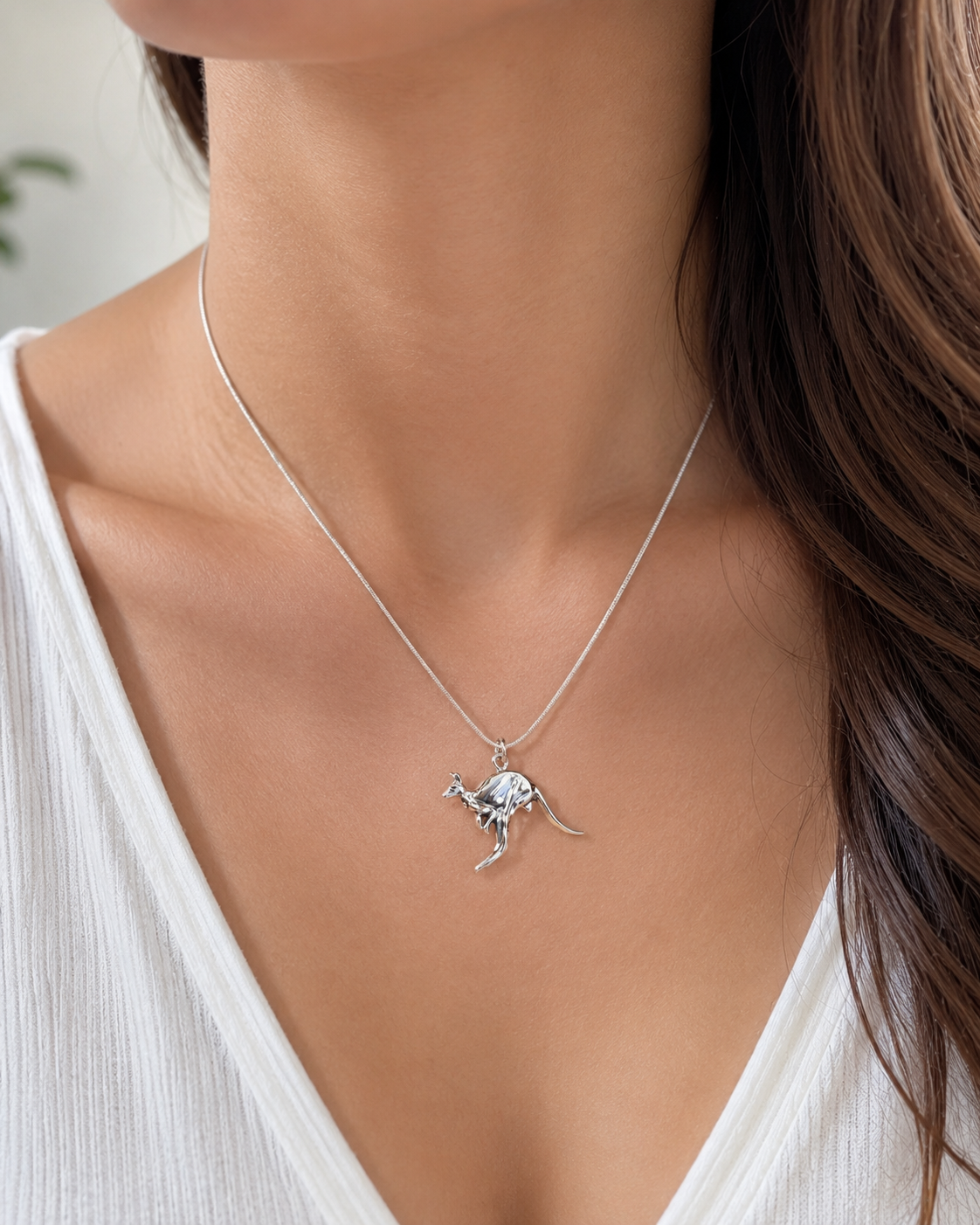 Sterling Silver Kangaroo Pendant  – Australian Wildlife Animal Charm Jewelry Gift