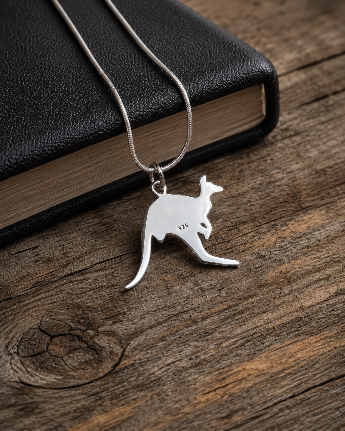 Sterling Silver Kangaroo Pendant  – Australian Wildlife Animal Charm Jewelry Gift