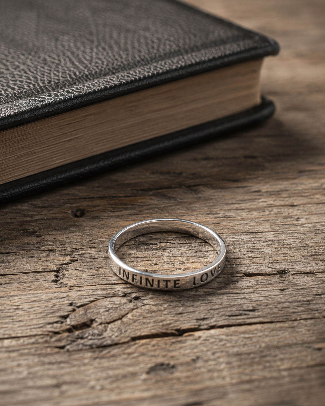 Sterling Silver Infinite Love Ring, 2mm Engraved Band, Minimalist Promise Ring, Thin Stackable Silver Ring
