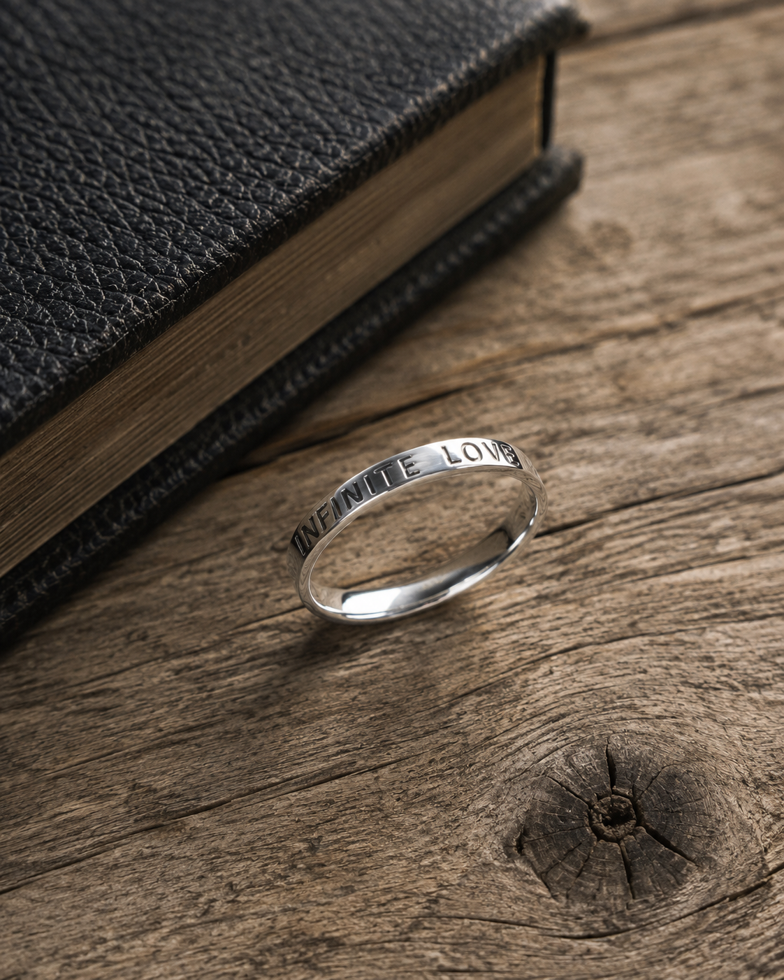 Sterling Silver Infinite Love Ring, 2mm Engraved Band, Minimalist Promise Ring, Thin Stackable Silver Ring