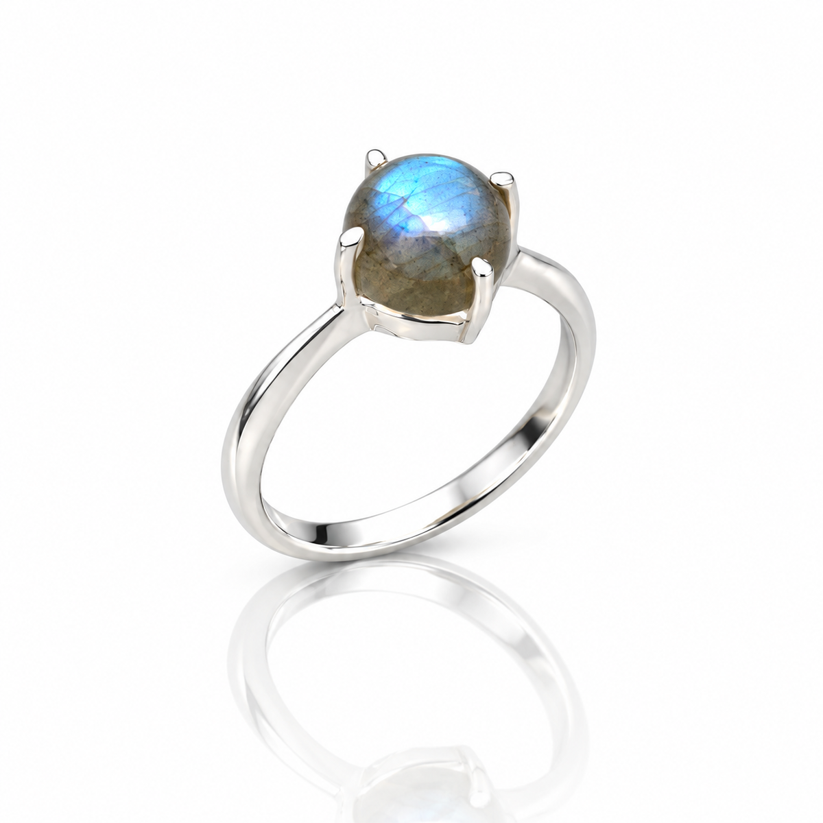 Labradorite Sterling Silver Ring – Natural Blue Flash Gemstone Ring