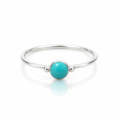 Sterling Silver Turquoise Ring – Dainty Boho Gemstone Ring