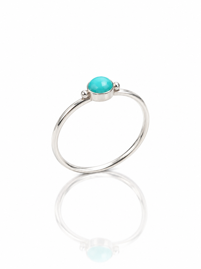 Sterling Silver Turquoise Ring – Dainty Boho Gemstone Ring