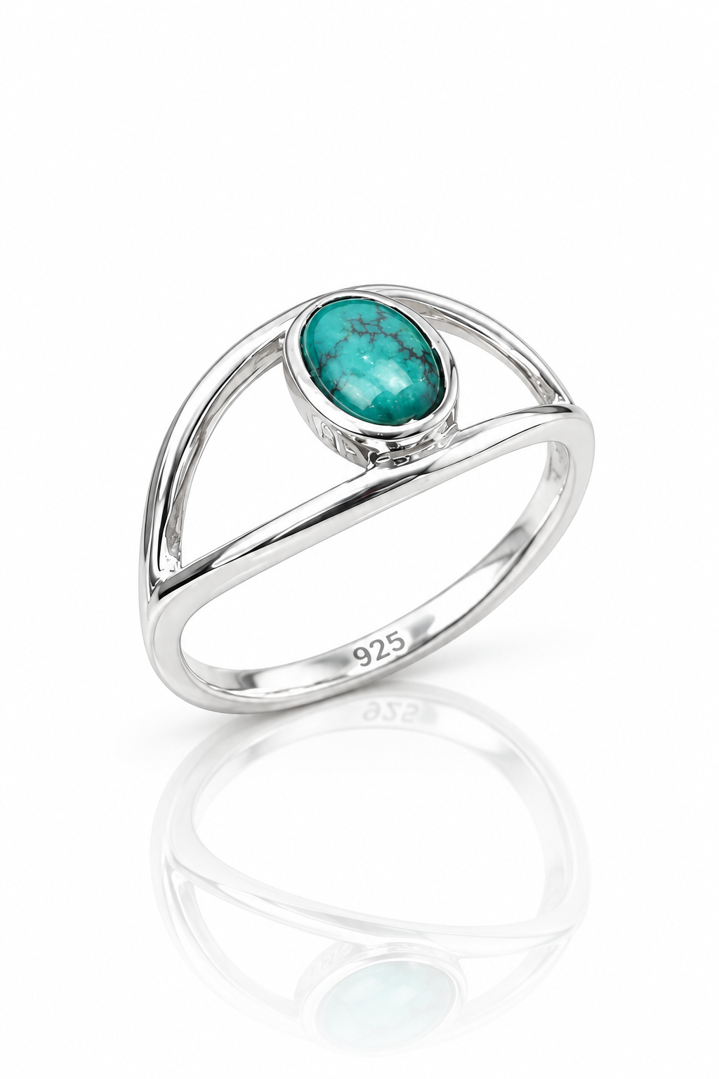 Sterling Silver Turquoise Ring – Oval Gemstone Boho Statement Ring