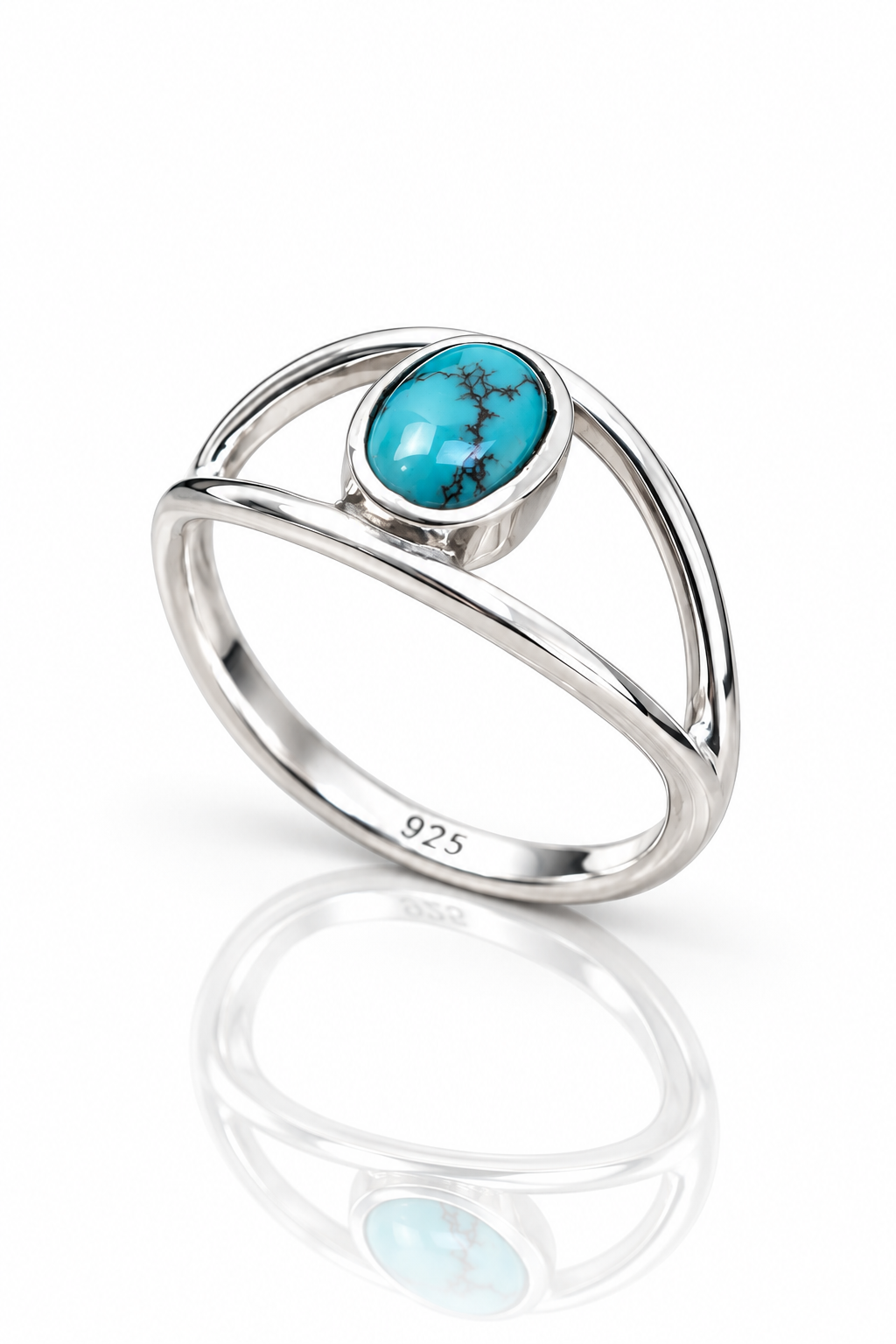 Sterling Silver Turquoise Ring – Oval Gemstone Boho Statement Ring