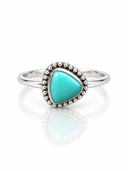 Turquoise Sterling Silver Ring – Boho Triangle Gemstone Ring