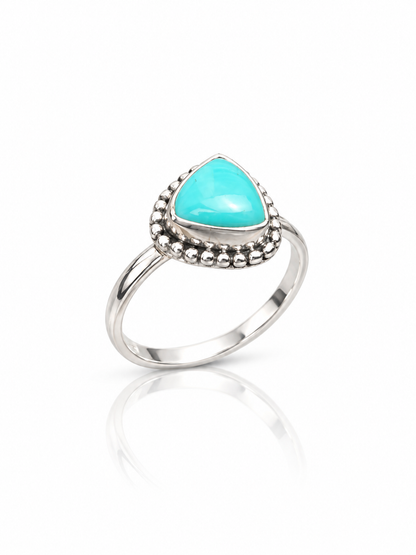 Turquoise Sterling Silver Ring – Boho Triangle Gemstone Ring