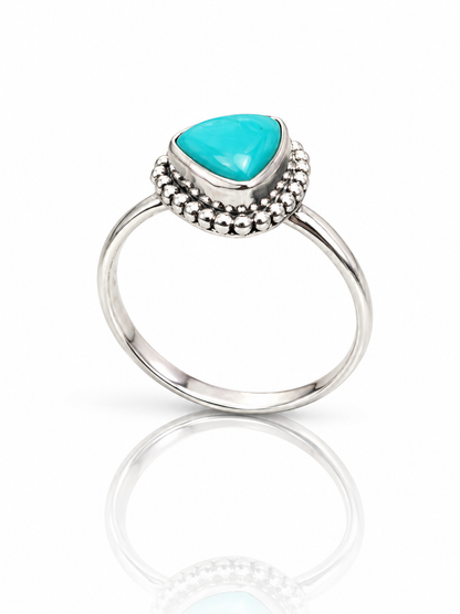 Turquoise Sterling Silver Ring – Boho Triangle Gemstone Ring