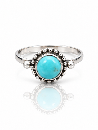 Sterling Silver Turquoise Ring – Boho Gemstone Statement Ring