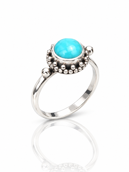 Sterling Silver Turquoise Ring – Boho Gemstone Statement Ring