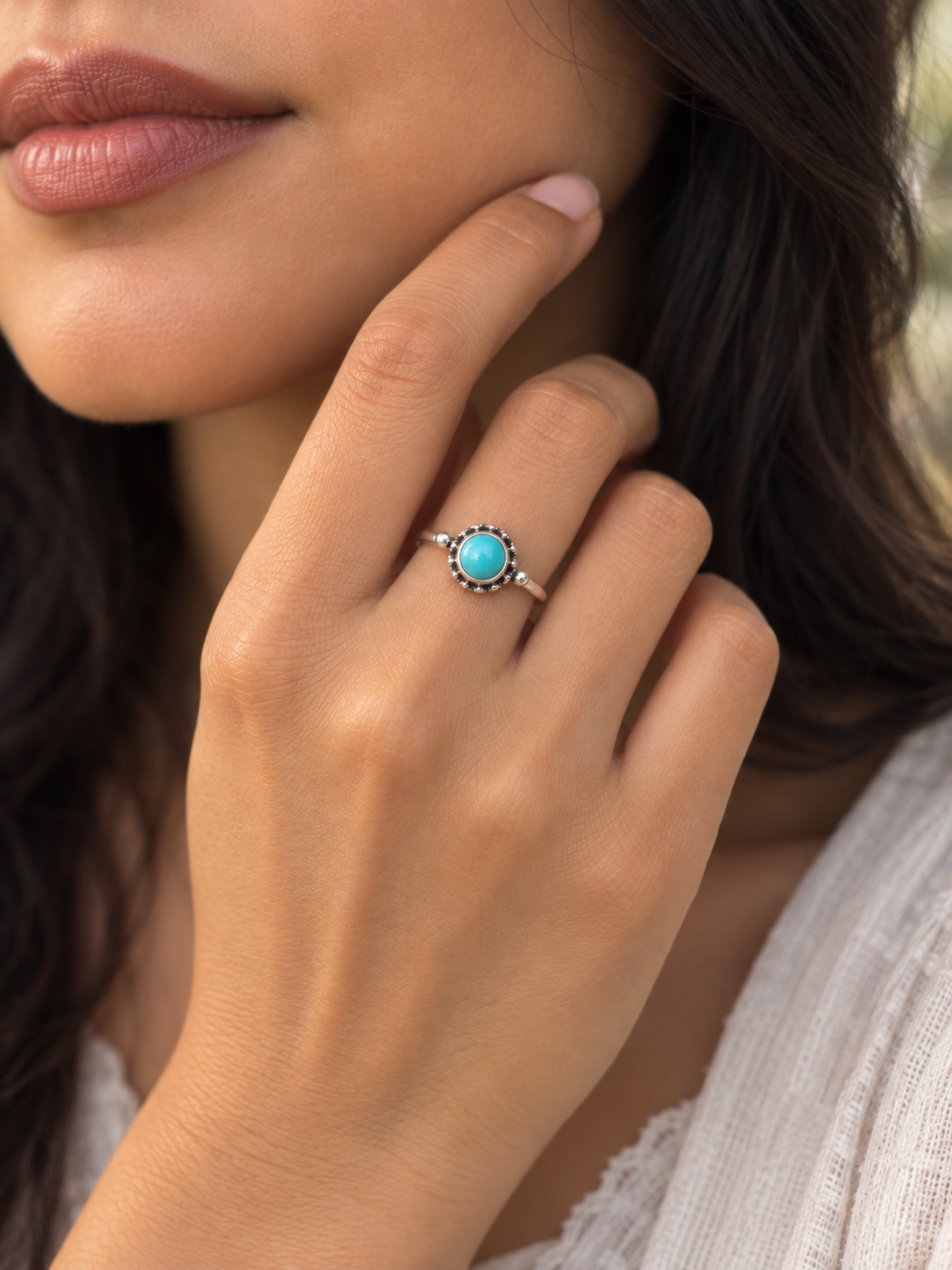 Sterling Silver Turquoise Ring – Boho Gemstone Statement Ring