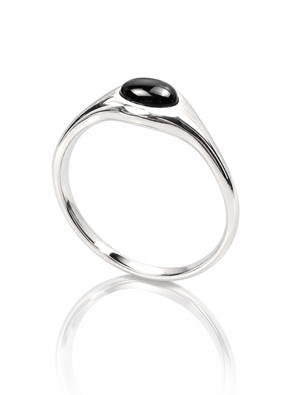 Black Onyx Sterling Silver Ring – Oval 925 Silver Gemstone Ring
