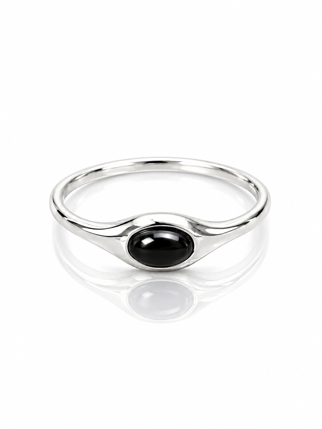 Black Onyx Sterling Silver Ring – Oval 925 Silver Gemstone Ring