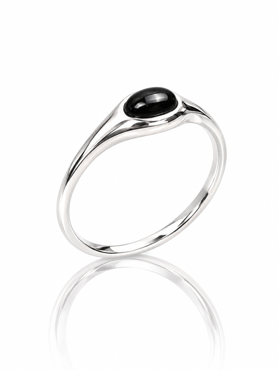Black Onyx Sterling Silver Ring – Oval 925 Silver Gemstone Ring