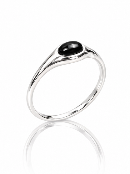 Black Onyx Sterling Silver Ring – Oval 925 Silver Gemstone Ring